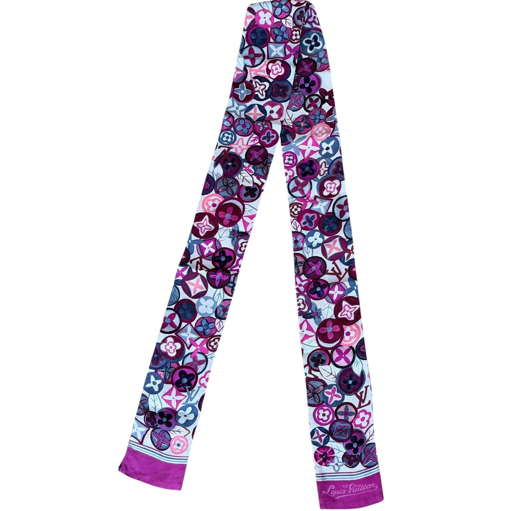 Louis Vuitton Violet Comete Silk Bandeau scarf in violet/ multicolor - Authentic - Picture 1 of 6